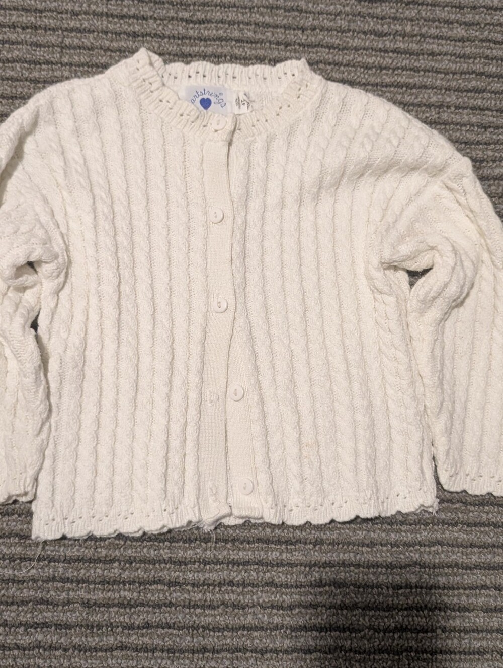 Hartstrings Cream Cable Knit Button-Front Vintage Cardigan